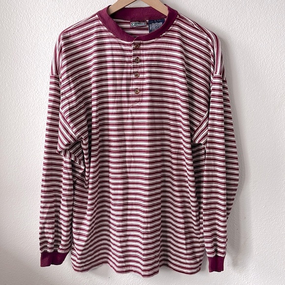 Vintage Shirts Vintage Henley Shirt Mens Size Xl Striped Plum